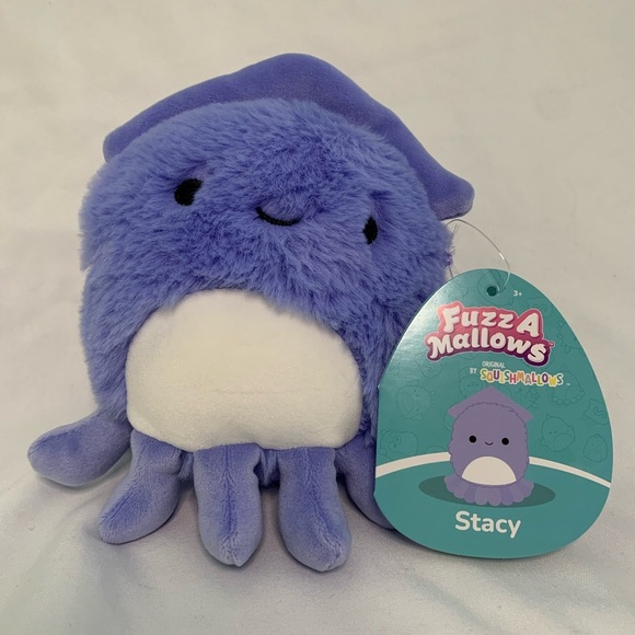 Squishmallows FuzzAMallow 5 inch Stacy the Purple Squid with White Belly - Picture 1 of 2